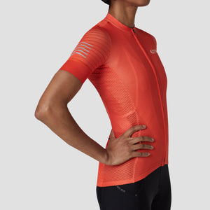FDX Women’s Orange short sleeves cycling jersey breathable quick dry top, lightweight skin friendly half sleeves summer biking shirt for outdoor sports