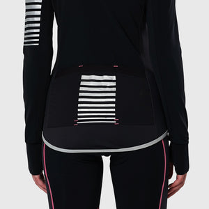 FDX Women’s Black & Pink full sleeves cycling jersey Windproof Thermal fleece Roubaix Winter Cycle Tops, lightweight long sleeves Warm lined shirt for biking