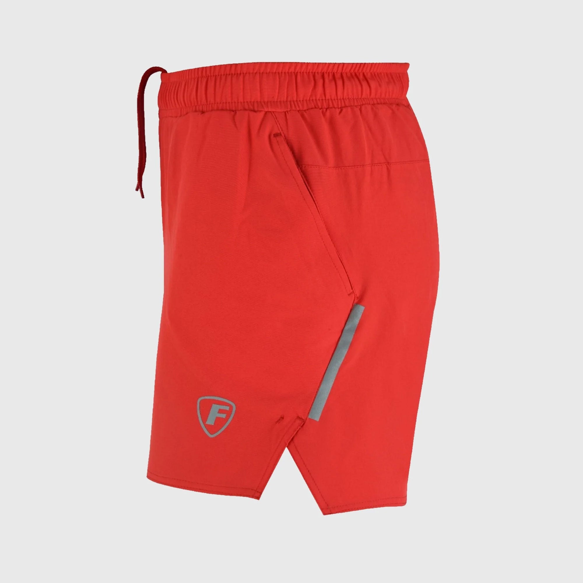 FDX Men's Red Breathable Running Shorts Waist Belt Anti Odor Moisture Wicking & Perfect for Trekking, Tennis, squash & Gym Sports & Outdoor