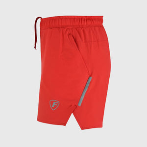 FDX Red Men's Breathable Running Shorts Waist Belt Anti Odor Moisture Wicking & Perfect for Trekking, Tennis, squash & Gym Sports & Outdoor