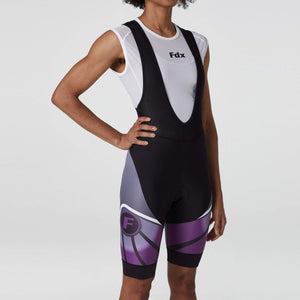 Fdx Women's Black & Purple Short Sleeve Cycling Jersey & Gel Padded Bib Shorts Best Summer Road Bike Wear Light Weight, Hi-viz Reflectors & Pockets - Signature