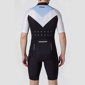 FDX Men Italian Summer Cycling Jersey Black & Blue Lightweight, Breathable Mesh Side Panel, Bib short High visibility & Lock Pockets Cycling Gear Australia