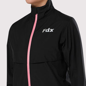 Fdx Women's Black & Pink Cycling Jacket for Winter Thermal Casual Softshell Clothing Lightweight, Windproof, Waterproof hi viz reflector & Pockets - Evex