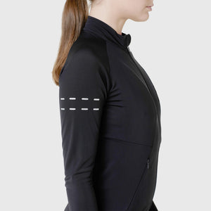 FDX Women’s full sleeves cycling jersey Black warm winter Roubaix biking top, lightweight windproof long sleeves fleece lined cycle shirt for riding