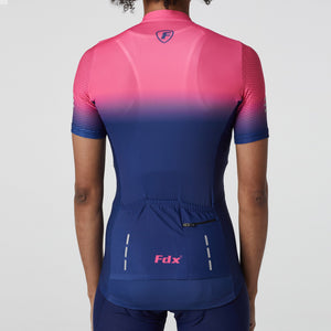 FDX Women’s Blue & Pink sleeves color cycling jersey quick dry breathable top, skin friendly lightweight half sleeves summer biking shirt for sports outdoor 