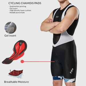 Men’s Blue Cycling Bib Shorts 3D Gel Padded comfortable biking bibs - Breathable Quick Dry bibs, ultra-light stretchable shorts with pockets