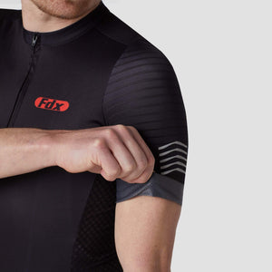 Fdx Men,s Black Short Sleeve Cycling Jersey Summer Breathable Fabric, Hi Viz Reflectors & Pockets Cycling Gear Australia