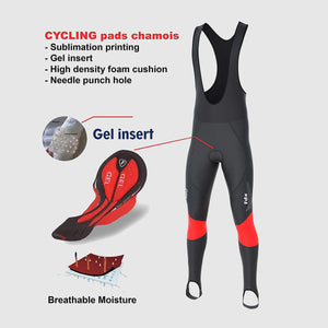 Fdx Thermodream Red Men's Gel Padded Winter Cycling Bib Tights