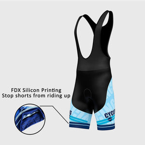 Fdx Men's Black & Sky Blue Gel Padded Cycling Bib Shorts For Summer Best Outdoor Road Bike Short Length Bib - Core