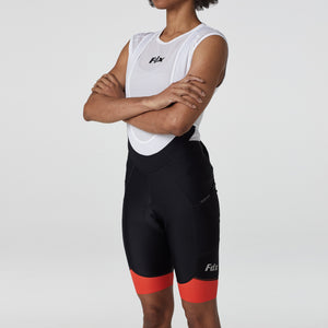 Fdx Women's Black & Orange Cushion Padded Cycling Pockets Bib Shorts For Summer Best Outdoor Road Bike Short Length Bib - Essential