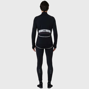 Fdx Mens Thermal Long Sleeve Cycling Jersey Black for Winter Roubaix Warm Fleece Road Bike Wear Top Full Zipper, Pockets & Hi-viz Reflectors - Arch