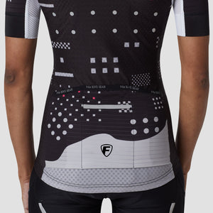 Fdx Women's Black Short Sleeve Cycling Jersey for Summer Best Road Bike Wear Top Light Weight, Full Zipper, Pockets & Hi-viz Reflectors - All Day