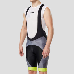 Fdx Men's Best Yellow Gel Padded Bib Shorts Best Summer Road Bike Wear Light Weight, Hi-viz Reflectors & Pockets - Splinter