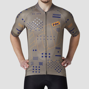 Fdx men’s best green short sleeves cycling jersey breathable summer lightweight hi-viz Reflective details biking top, skin friendly full zip half sleeves mesh cycling shirt for indoor & outdoor riding with two back & 1 zip pockets