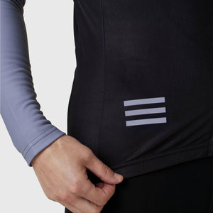 Fdx Mens Black & Grey Long Sleeve Cycling Jersey for Winter Roubaix Thermal Fleece Road Bike Wear Top Full Zipper, Pockets & Hi-viz Reflectors - Limited Edition