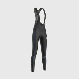 Fdx Women's Black & Blue Gel Padded Cycling Bib Tights For Winter Roubaix Thermal Fleece Reflective Warm Leggings - All Day Bike Pants