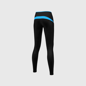 FDX Black & Sky Blue Compression Women's Tight Leggings Elastic Waistband Breathable Stretchable Training Gym Workout Jogging Athletic & Running Pant