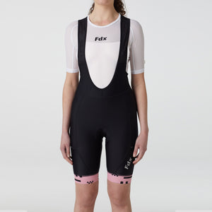 Fdx Women's Black & Tea Pink Gel Padded Cycling Bib Shorts For Summer Best Breathable Outdoor Road Bike Short Length Bib - All Day