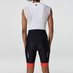 Fdx Women's Black & Orange Padded Cycling Bib Shorts For Summer Reflective details Best Outdoor Road Bike Short Length Bib - Essential