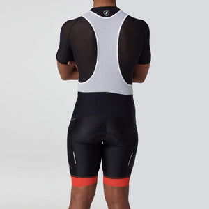 Fdx Mens Black & Orange Gel Padded Cycling Bib Shorts For Summer Pockets Best Outdoor Road Bike Short Length Bib - Essential
