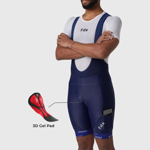 Fdx Navy Blue Men's Best 3D Anti Bacterial Gel Padded Cycling Bib Shorts For Summer Roubaix Thermal Fleece Reflective Warm Leggings - All Day Bike Shorts