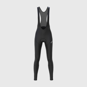 Fdx Women's Black Gel Padded Cycling Bib Tights For Winter Roubaix Thermal Fleece Reflective Warm Leggings - Arch Bike Pants