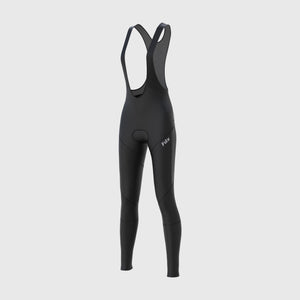 Fdx Women's All Black Gel Padded Cycling Bib Tights For Winter Roubaix Thermal Fleece Reflective Warm Leggings - Arch Bike Pants