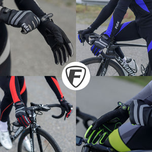 Fdx Black & Blue Full Finger Cycling Gloves for Winter MTB Road Bike Reflective Thermal & Touch Screen - Dryrest