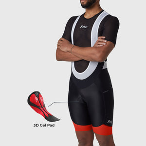 Men’s Black & Orange Bib Shorts for cycling 3D Gel Padded ultra-light stretchable shorts - Breathable Quick Dry bibs, comfortable biking bibs with pockets -Essential