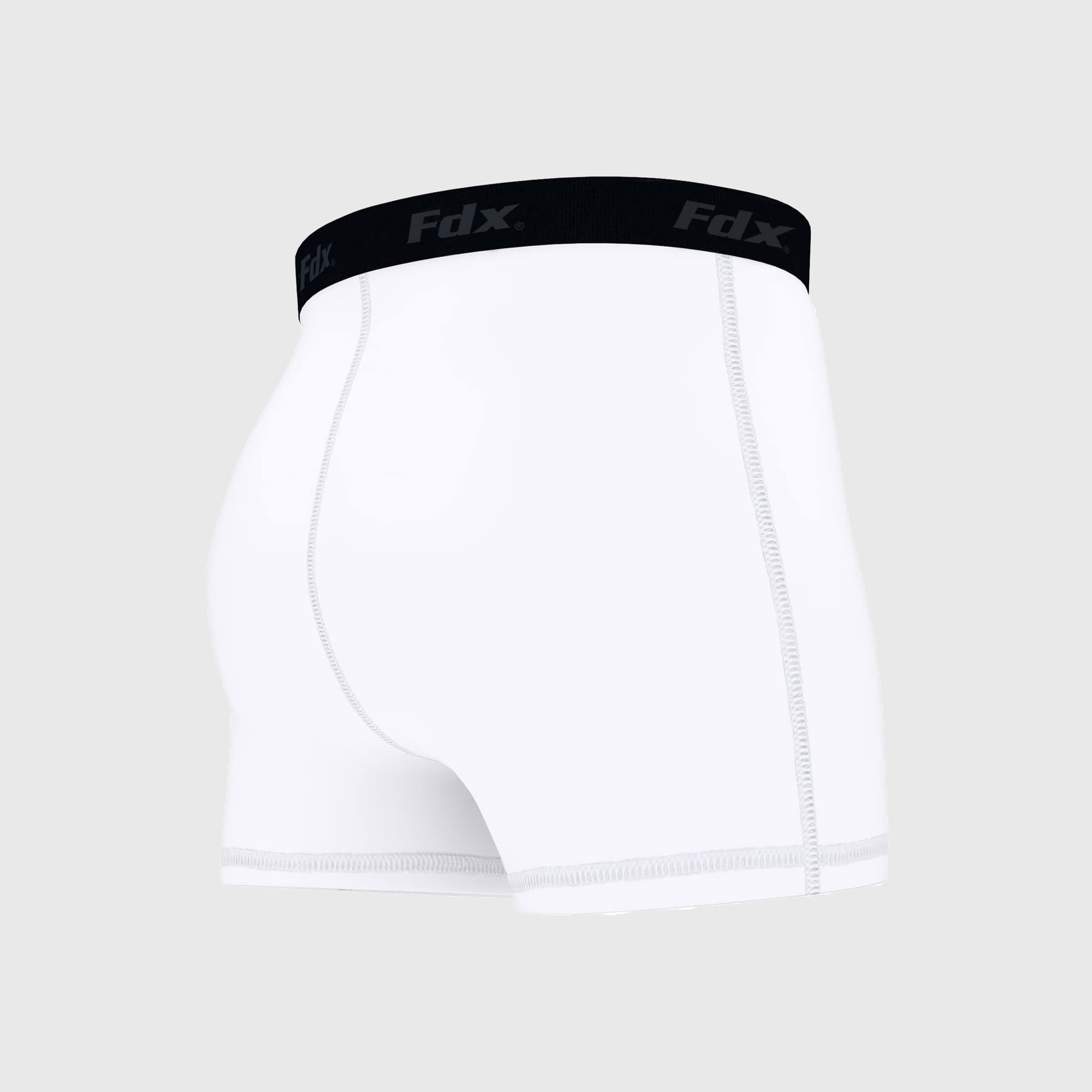 Fdx Men's White Compression Boxer Shorts Gym Workout Running Athletic Yoga Elastic Waistband Stretchable Breathable