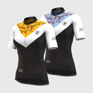 FDX Blue, Yellow & Black Half Sleeve Hot Season Women Cycling Jersey Quick Dry & Breathable Skin friendly Lightweight Reflective Strips Summer Shirt Secure Pockets Sport & Outdoor - Velos