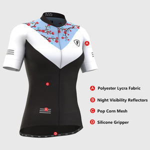 FDX Black & Blue Women Half Sleeve Hot Season Cycling Jersey Quick Dry & Breathable Skin friendly Lightweight Summer Shirt Reflective Strips Secure Pockets Sport & Outdoor - Velos