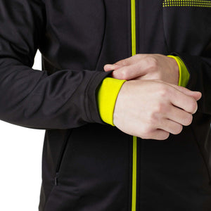 Fdx Men's Thermal Cycling Jacket Black & Yellow for Winter Casual Softshell Clothing Lightweight, Windproof, Waterproof & Pockets - Arch