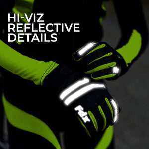 FDX Men’s & Women's yellow & Black Full Finger Winter Cycling Gloves - windproof warm padded MTB mitts touch screen compatible thermal anti-slip women waterproof racing