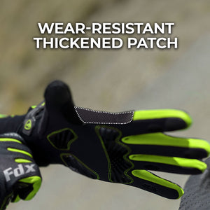 FDX Black & Yellow Full Finger Unisex Gloves Windproof Mountain Bike Mitts Hi Viz Reflectors Breathable Smart Phone Touch Screen Gel Padded Winter Cycling Gear AU
