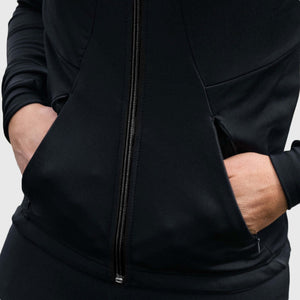 Fdx Men's Black Long Sleeve Cycling Jersey for Winter Roubaix Warm Fleece Road Bike Wear Top Full Zipper, Pockets & Hi viz Reflectors - Arch