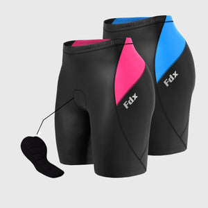 FDX Black, Pink & Blue Best Women Summer Cycling Short Flat Lock Stitching Anti Bac Cushion Padding Lightweight Elastic Waist band Reflective Details Anti odor - Pro