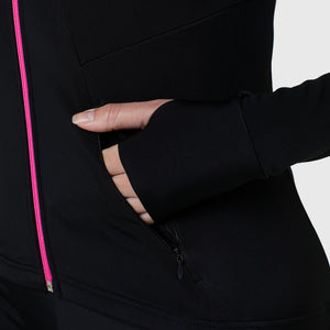 Fdx Women's Black & Pink Long Sleeve Winter Thermal Cycling Jersey Windproof Water Resistance Hi Viz Reflectors & Pockets Cycling Gear AU