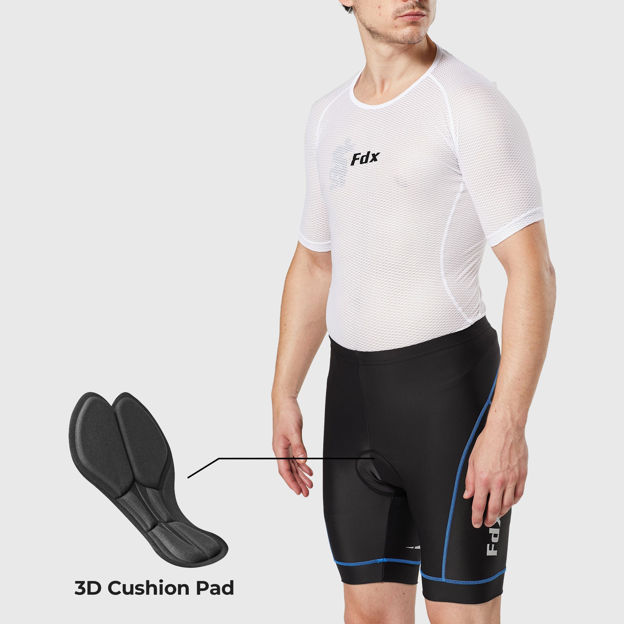 Fdx Men's Black & Blue Gel Padded Cycling Shorts for Summer Best Outdoor Knickers Road Bike Short Length Pants - Ridest