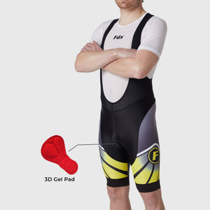 Fdx Men's Black & Yellow 3D Gel Padded Cycling Bib Shorts For Summer Best Outdoor Road Bike Short Length Bib - Signature