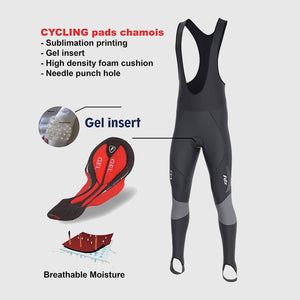 Fdx Thermodream Grey Men's Gel Padded Winter Cycling Bib Tights