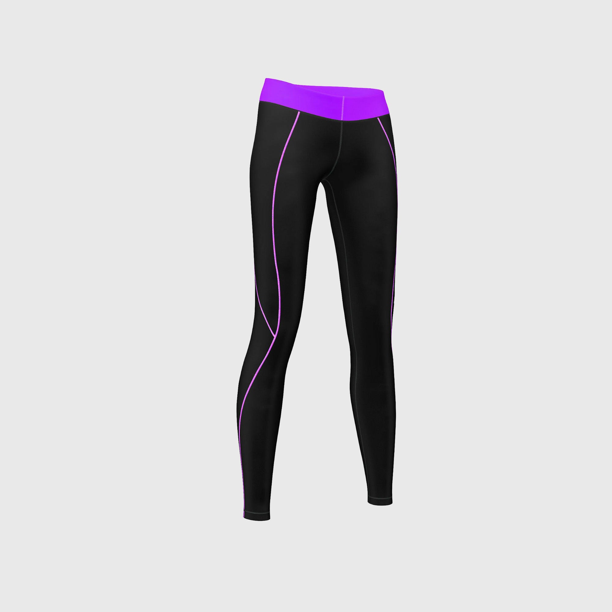 Fdx Black & Purple Compression Tights Leggings Gym Workout Running Athletic Yoga Elastic Waistband Stretchable Breathable Training Jogging Pants - Monarch