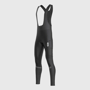 Fdx Men's Black Gel Padded Cycling Bib Tights For Winter Roubaix Thermal Fleece Reflective Warm Leggings - All Day Bike Pants