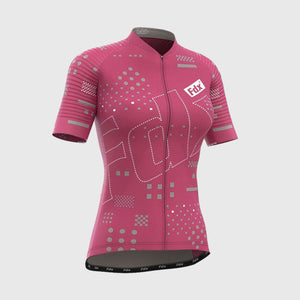 Fdx Women's Pink Short Sleeve Cycling Jersey for Summer Best Road Bike Wear Top Light Weight, Full Zipper, Pockets & Hi-viz Reflectors - All Day