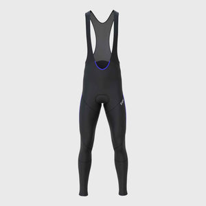 Fdx Arch Men's Blue Thermal Padded Cycling Cargo Bib Tights – insulated, padded bib tights in blue with cargo pockets, designed for comfort and functionality in cold-weather cycling.