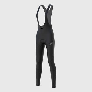 Fdx Women's Black Gel Padded Cycling Bib Tights For Winter Roubaix Thermal Fleece Reflective Warm Leggings - Arch Bike Pants