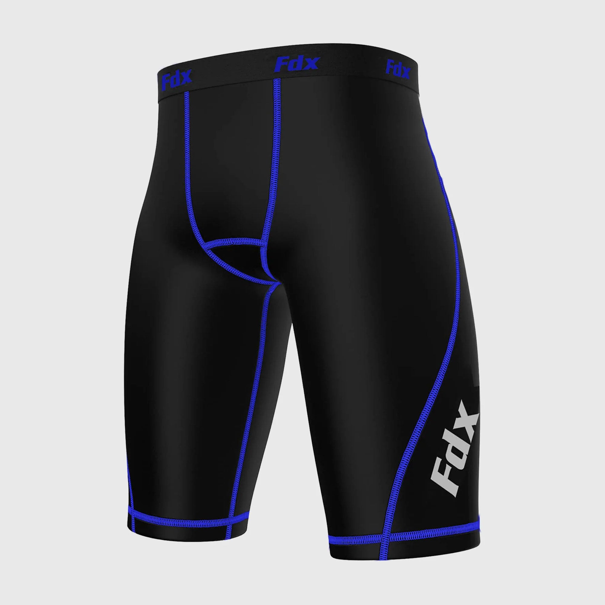 Fdx Men's Black & Blue Compression Shorts Gym Workout Running Athletic Yoga Elastic Waistband Stretchable Breathable