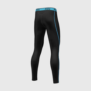 Fdx Black & Blue Compression Tights Leggings Gym Workout Running Athletic Yoga Elastic Waistband Stretchable Breathable Training Jogging Pants - Blitz