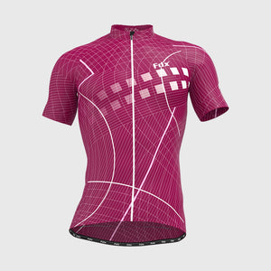 Fdx Red best men’s short sleeves cycling jersey breathable lightweight hi-viz Reflective details summer biking top, skin friendly full zip half sleeves mesh cycling shirt for indoor & outdoor riding with two back & 1 zip pockets