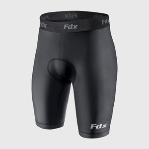 FDX Men's Black Padded Under Short Lightweight Breathable Quick Dry Fabric Electric Gripper MTB Liner